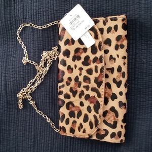 Nordstrom WOC clutch leopard calfhair NWT